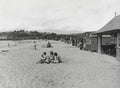 Par Cornwall Beach Huts People Seaside Holiday Summer Cabins Vtg. Photo 19thC.