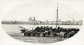 Mainz Germany River Rhine Cityscape Cathedral Barrels Vtg. Photo 19thC.