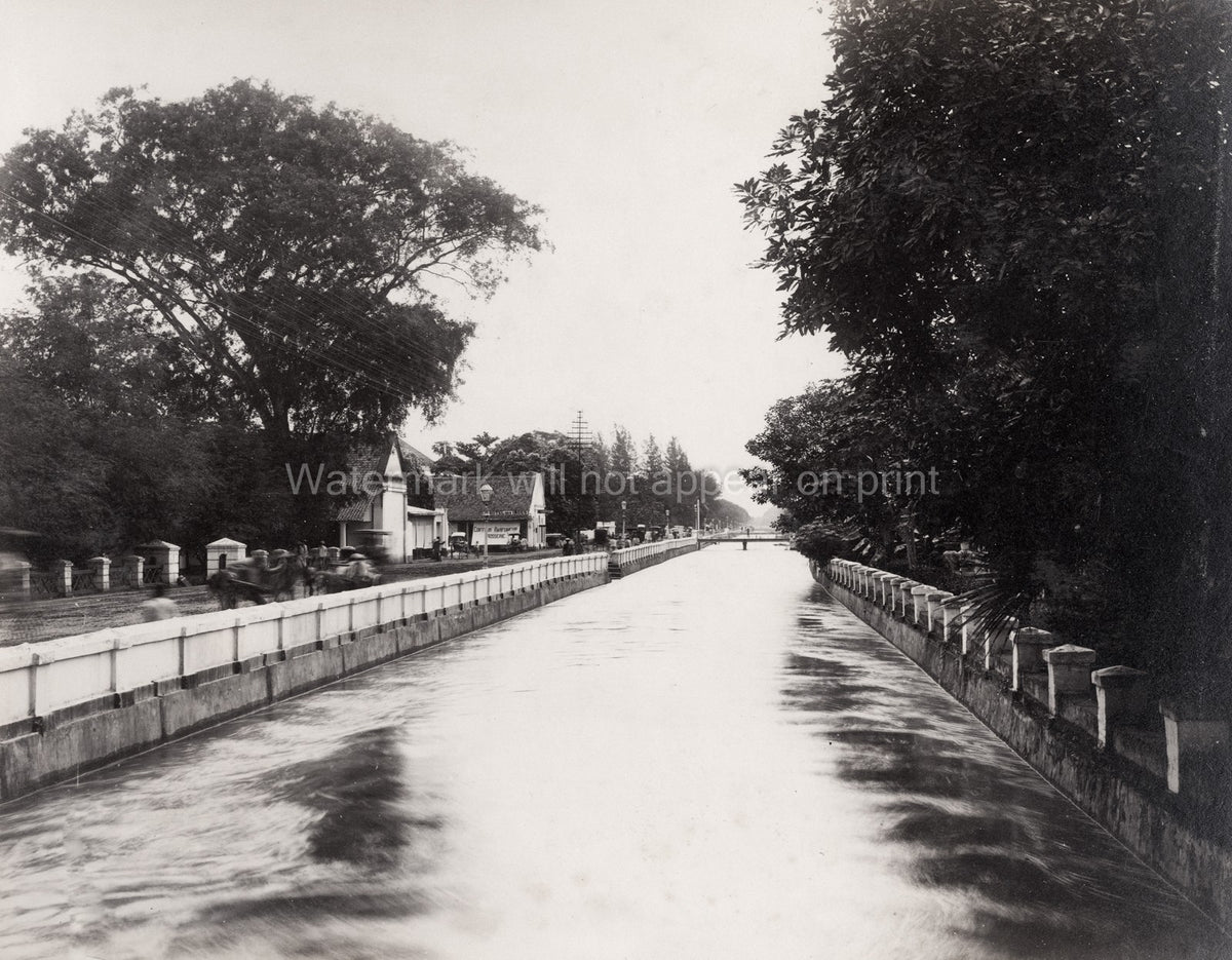 Batavia Jakarta Canal Street Scene Dutch East Indies Indonesia Vtg. Photo 19thC.