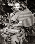 Buddhist Monk Ceylon Sri Lanka Portrait Robes Fan Manuscript Vtg. Photo 19thC.
