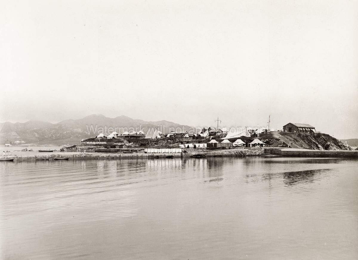 Observatory Island Weihaiwei China Naval Base Tents Boats Vtg. Photo 20thC.