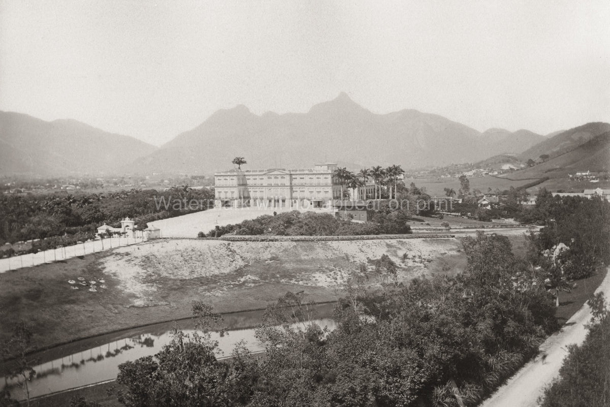 National Museum Brazil Palace Architecture Landscape Mountains Vtg. Photo 19thC.