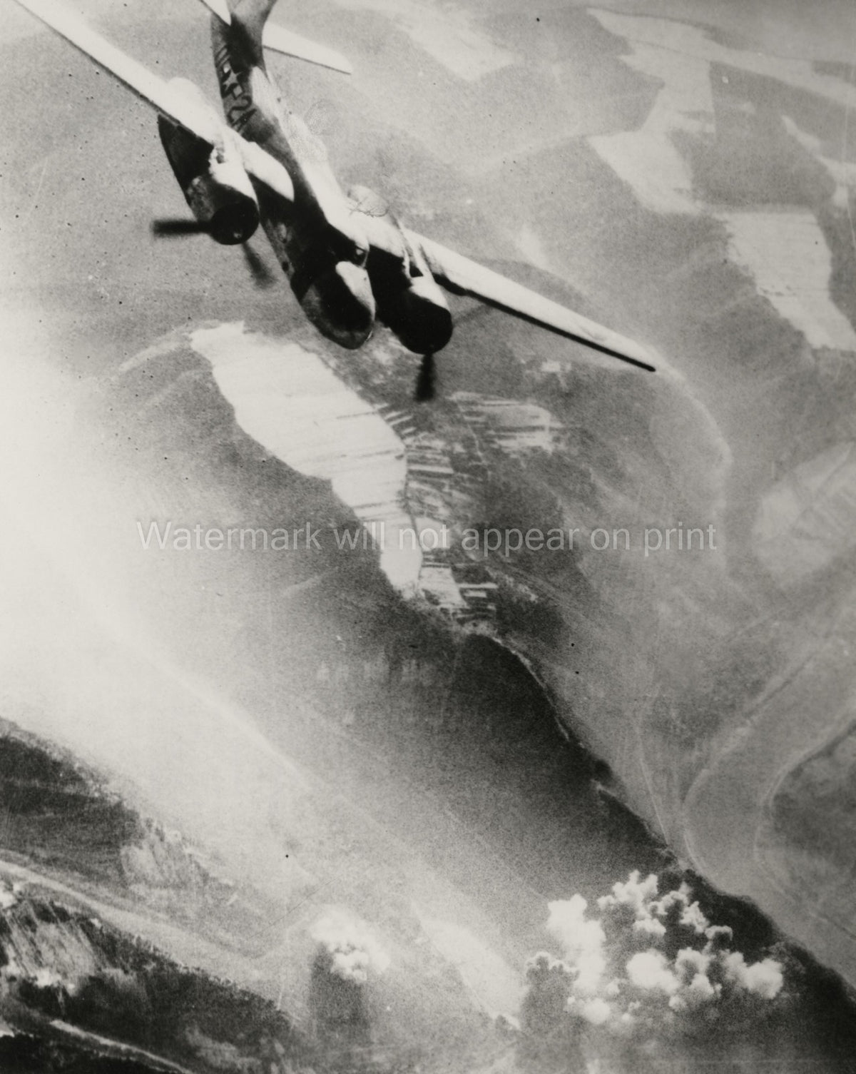 Germany Moselle River Douglas A-26 Invader Bomber Attack WWII Vtg. Photo 20thC.