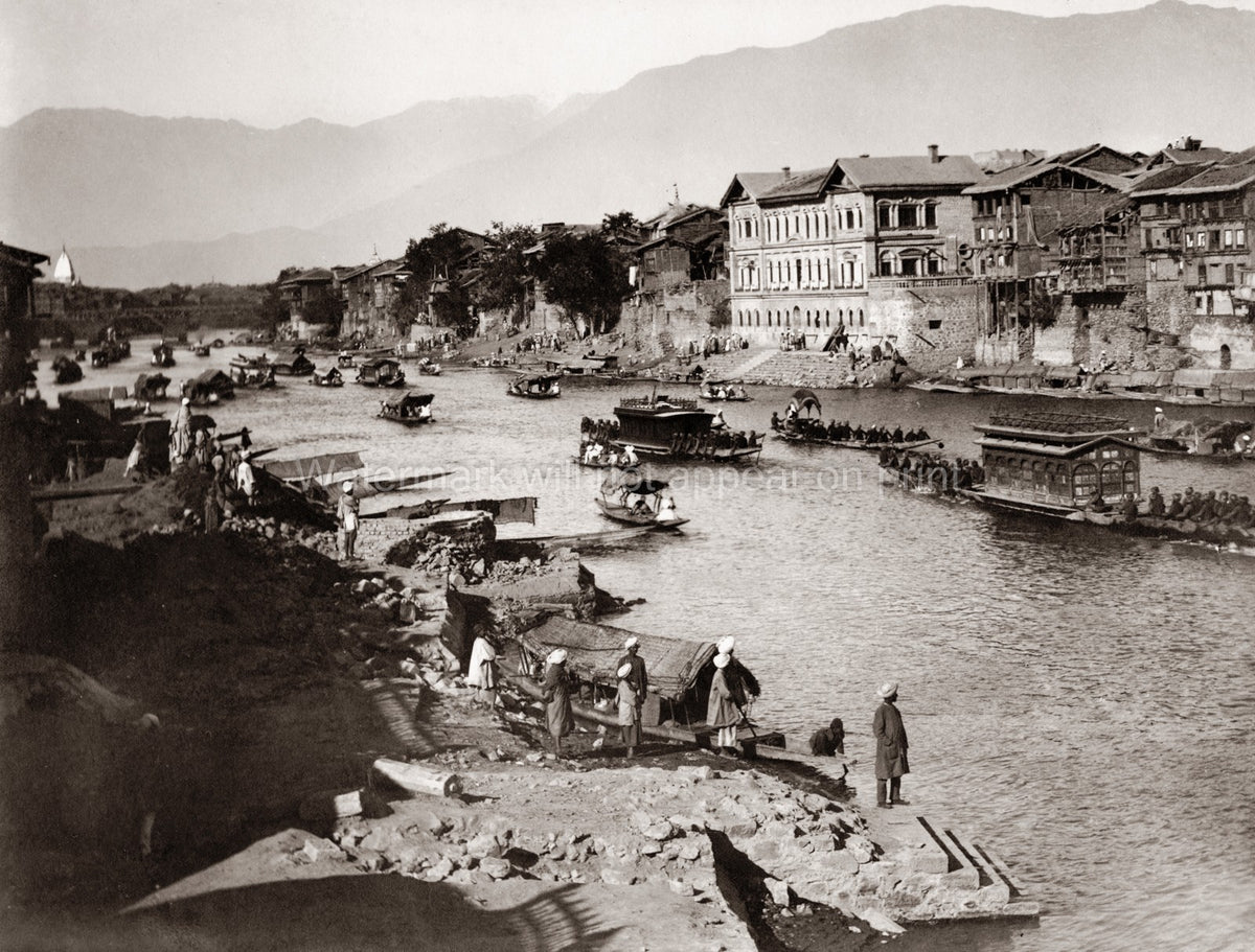 Srinagar India Viceroy Lord Lansdowne River Boats Procession Vtg. Photo 19thC.