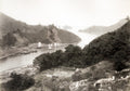 Nagasaki Harbour Japan Boats Sailing Ships Coastal Landscape Vtg. Photo 19thC.