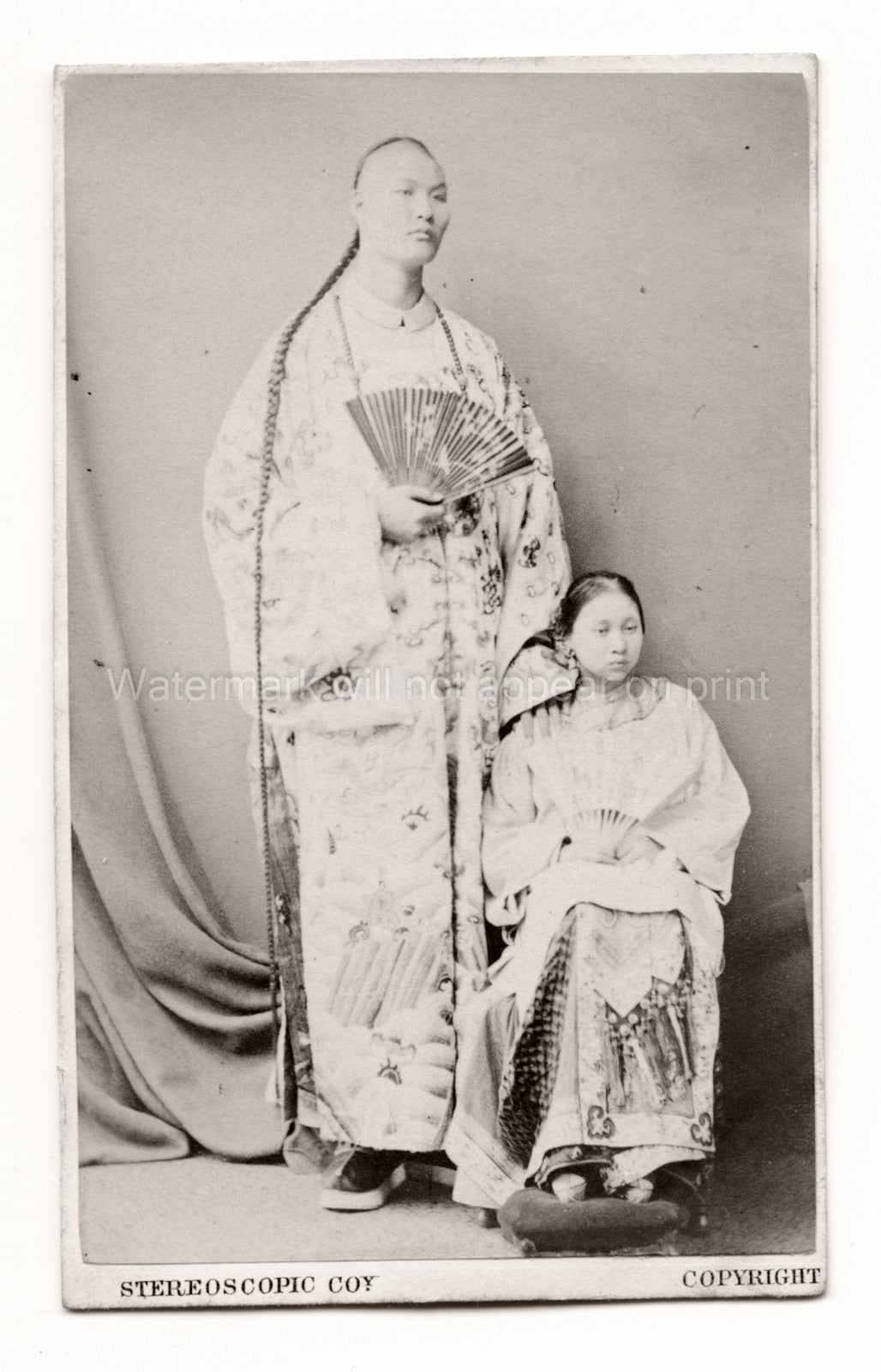 Zhan Shichai Chang Woo Gow Chinese Giant Tall Man Woman Robe Vtg. Photo 19thC.
