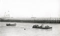 Ostend Royal Marines Come Ashore Soldiers Boats Pier WW1 Vtg. Photo