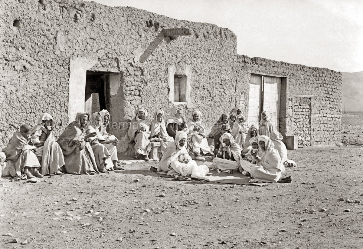Saharan Algeria Cafe Men Traditional Robes Gathering North Vtg. Photo 19thC.
