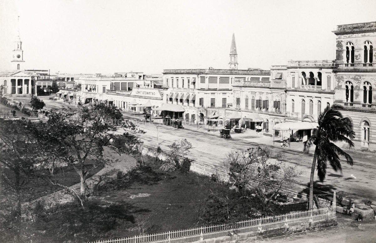 Dalhousie Square Calcutta India Street Scene Colonial Vtg. Photo 19thC.