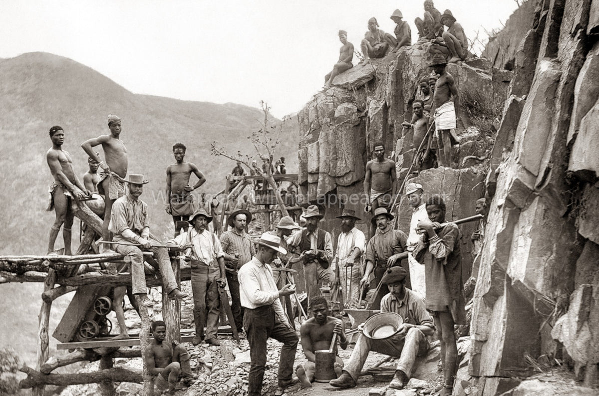 South Africa Mining Workers Gold Rush Prospectors Laborers Vtg. Photo 19thC.