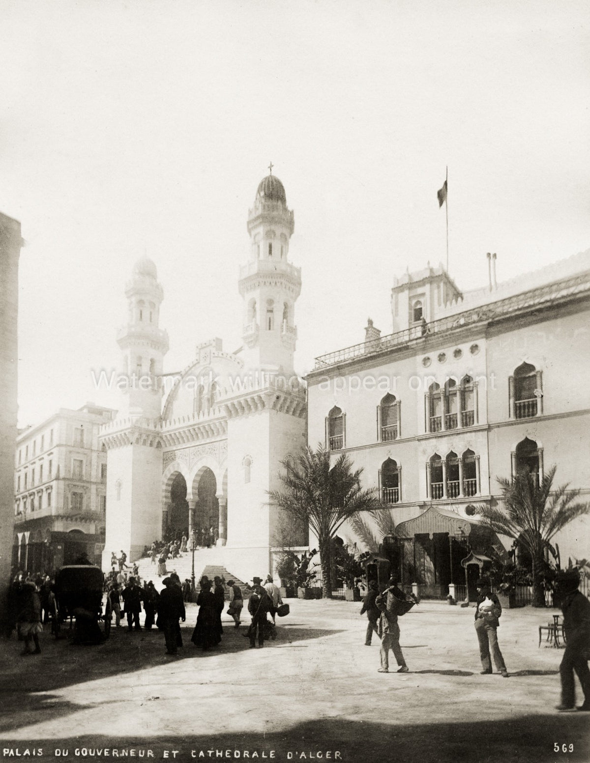 Algiers Algeria Governor's Palace Cathedral Architecture Vtg. Photo 19thC.