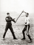 British Army 17th Lancers Swordsmen Fencing Duel Training Vtg. Photo 19thC.
