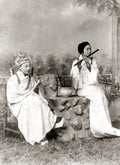 Chinese Performers Girl Playing Flute Musicians Costumes China Vtg. Photo 19thC.