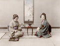 Young Japanese Women Flowers Ikebana Kimono Tea Ceremony Vtg. Photo 19thC.