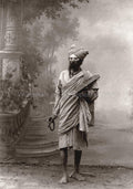 India Man Veiled Face Turban Beard Sadhu Holy Vtg. Photo 19thC.