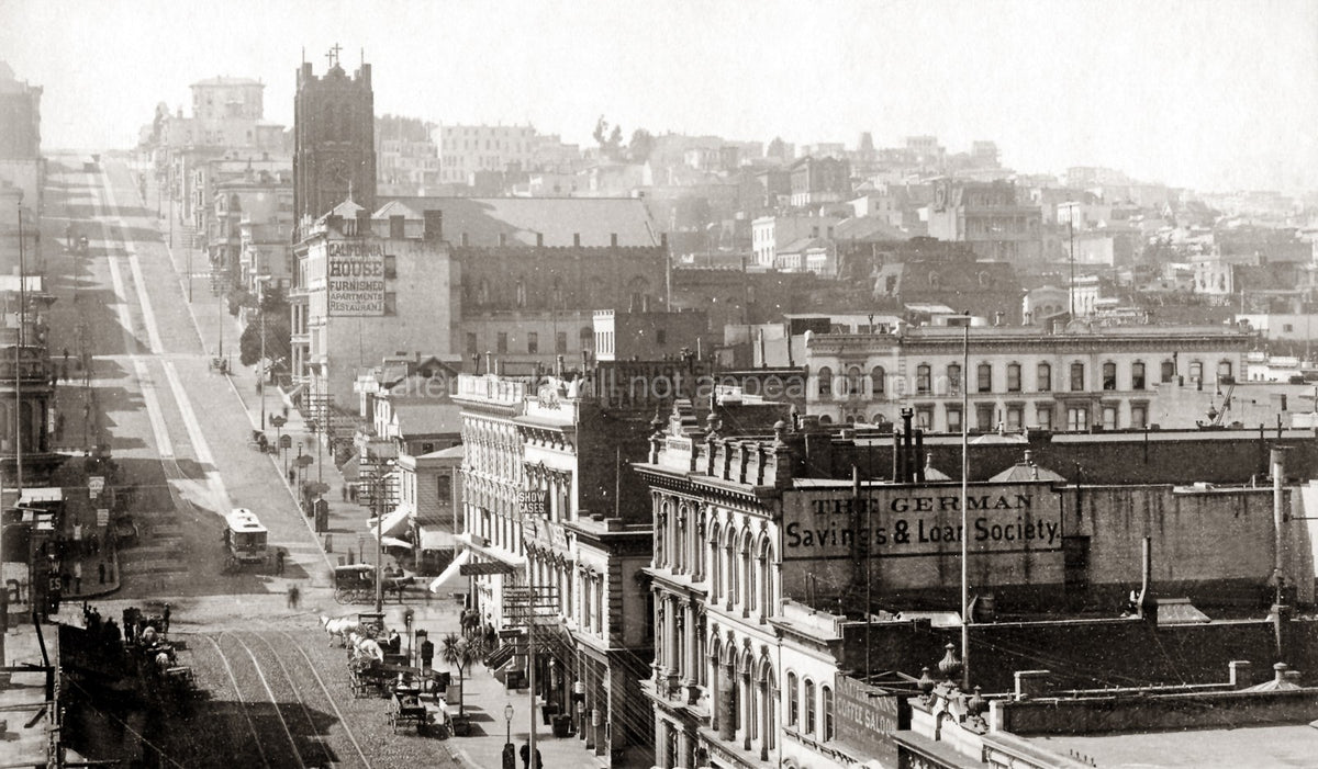 San Francisco California Street Hill Cityscape Cable Car Vtg. Photo 19thC.