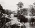 Rhayader Wales Castle Hill River Weir Landscape Dam Scenery Vtg. Photo 19thC.