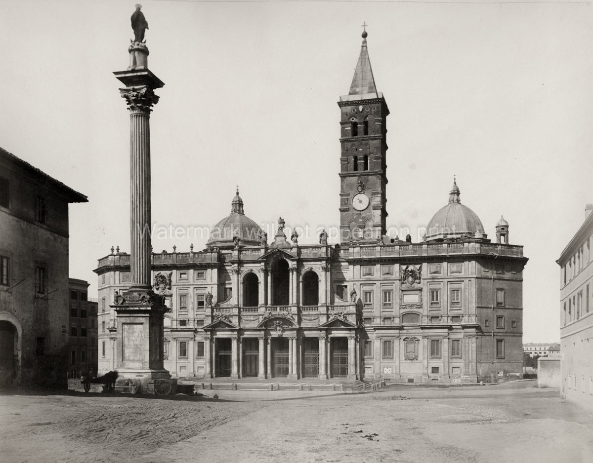 Rome Santa Maria Maggiore Basilica Architecture Column Piazza Vtg. Photo 19thC.