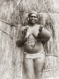 South Africa African Woman Traditional Dress Gourd Bow Tribal Vtg. Photo 20thC.