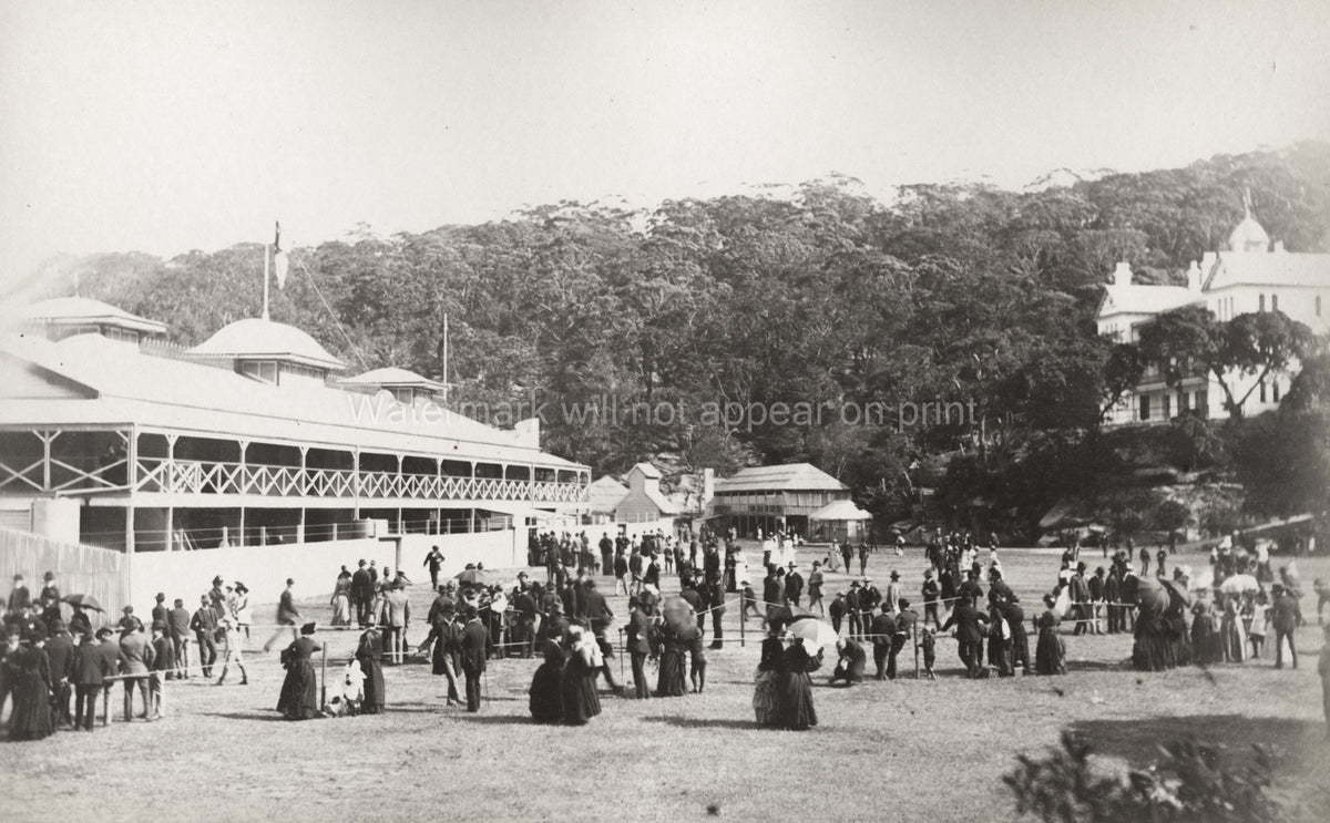 Sydney Chowder Bay Elephant Spectators Pavilion Crowd Vtg. Photo 19thC.