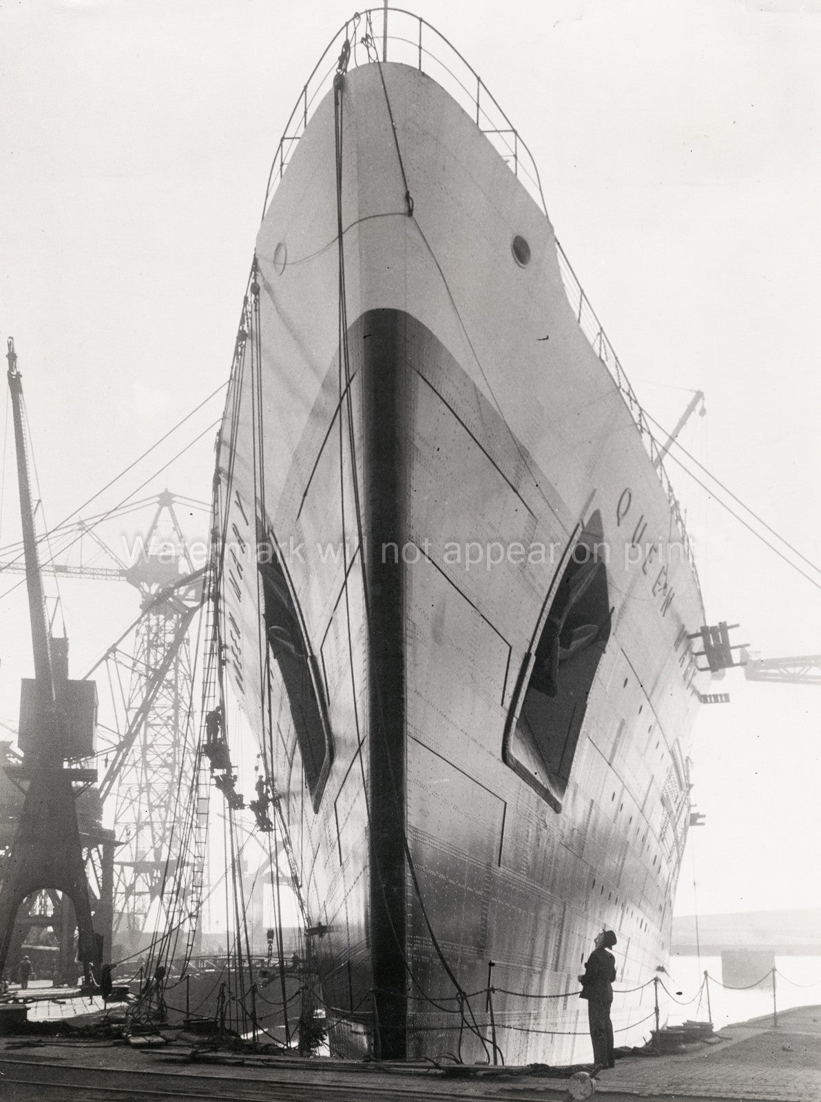 Clydebank Scotland Queen Mary Ocean Liner Shipyard Vtg. Photo 20thC.
