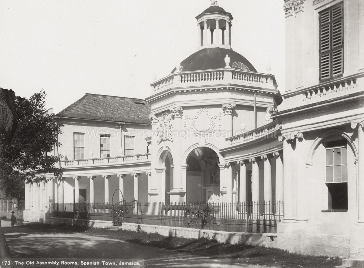 Old Assembly Rooms Spanish Town Jamaica Colonial Dome Columns Vtg. Photo 19thC.
