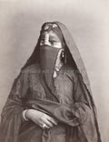 Egyptian Bedouin Woman Portrait Traditional Dress Veil Jewelry Vtg. Photo 19thC.