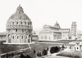 Pisa Italy Piazza del Duomo Leaning Tower Baptistery Vtg. Photo 19thC.