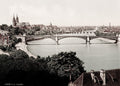 Basel Switzerland Cityscape Rhine River Bridges Minster Vtg. Photo 19thC.