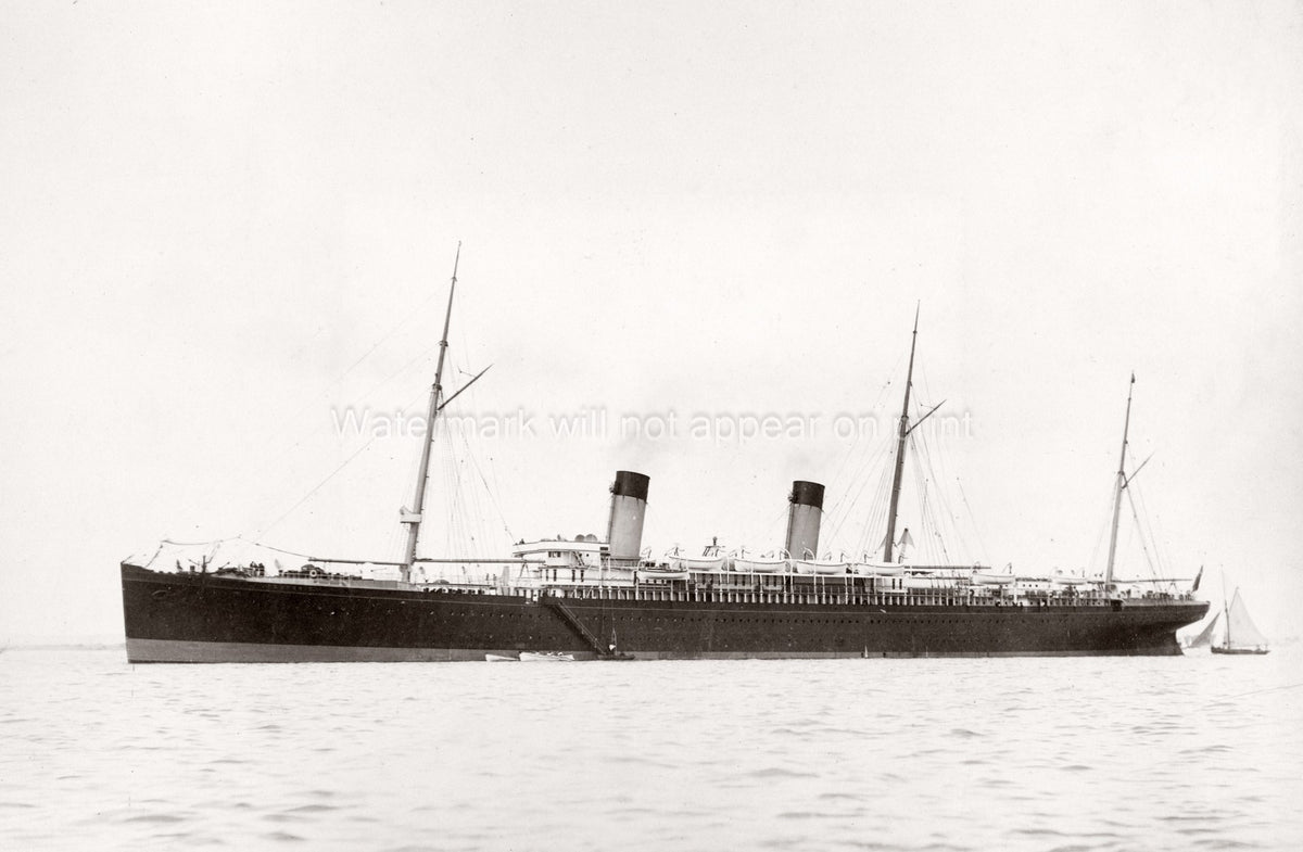 White Star Line RMS Teutonic Spithead Ocean Liner Steamship Vtg. Photo 19thC.