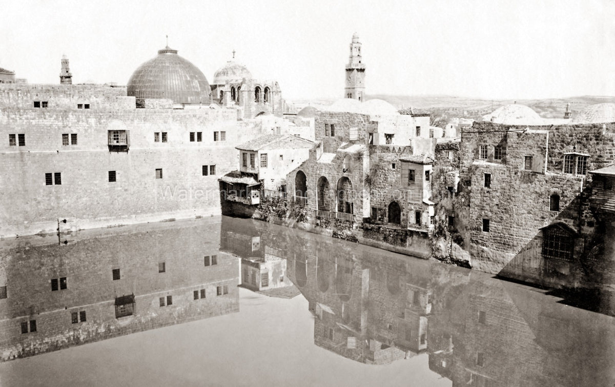 Jerusalem Pool Hezekiah Israel Architecture Domes Minaret Vtg. Photo 19thC.