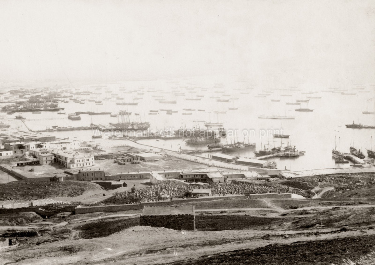 Baku Azerbaijan Capital City Harbor Port Ships Crowd Vtg. Photo 19thC.