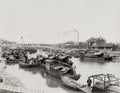 Tokyo Japan Canal Harbor Scene Sampan Boats Cityscape Vtg. Photo 19thC.