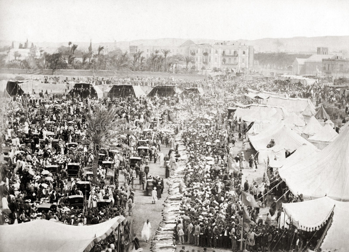 Egypt Doseh Treading Ceremony Crowd Tents Procession Ritual Vtg. Photo 19thC.