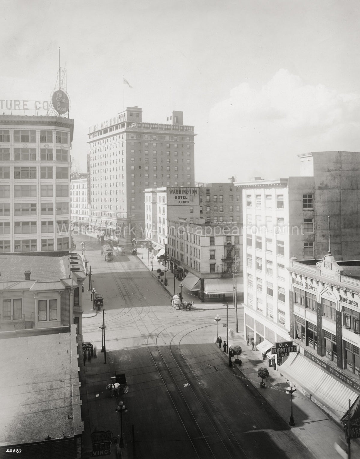 Seattle City Centre Regrade Street Scene Trolleys Vtg. Photo 19thC.