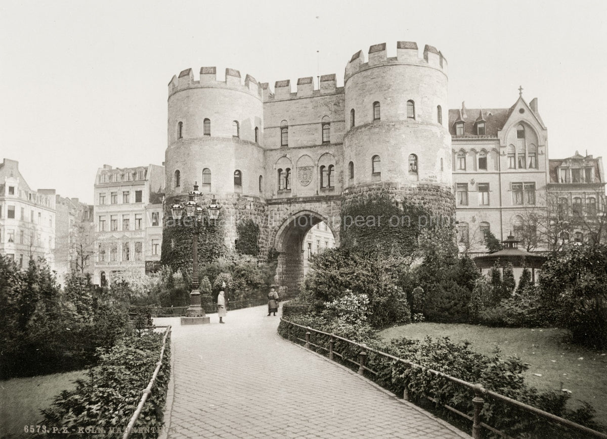 Cologne Germany Hahnen Gate Hahnentor Medieval Towers Archway Vtg. Photo 19thC.