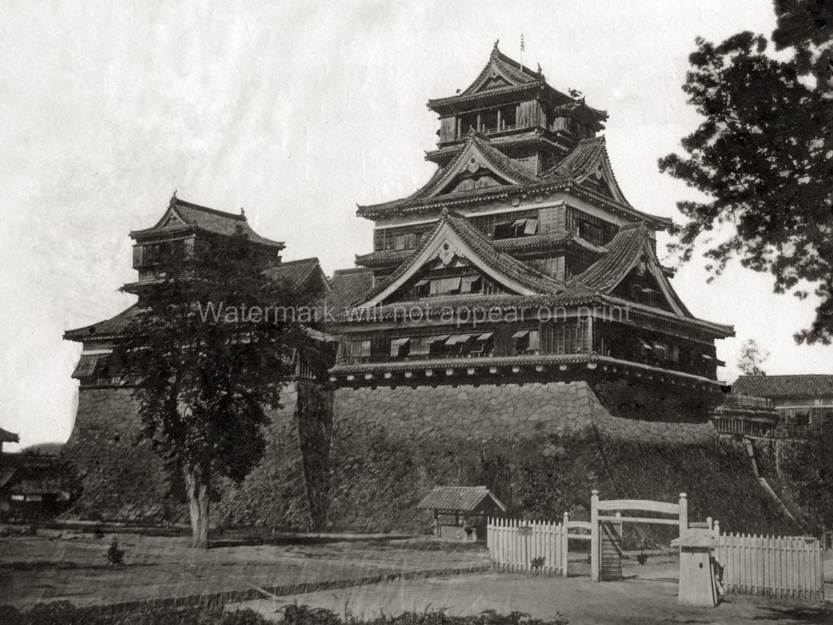 Kumamoto Castle Japan Japanese Architecture Fortress Keep Vtg. Photo 19thC.
