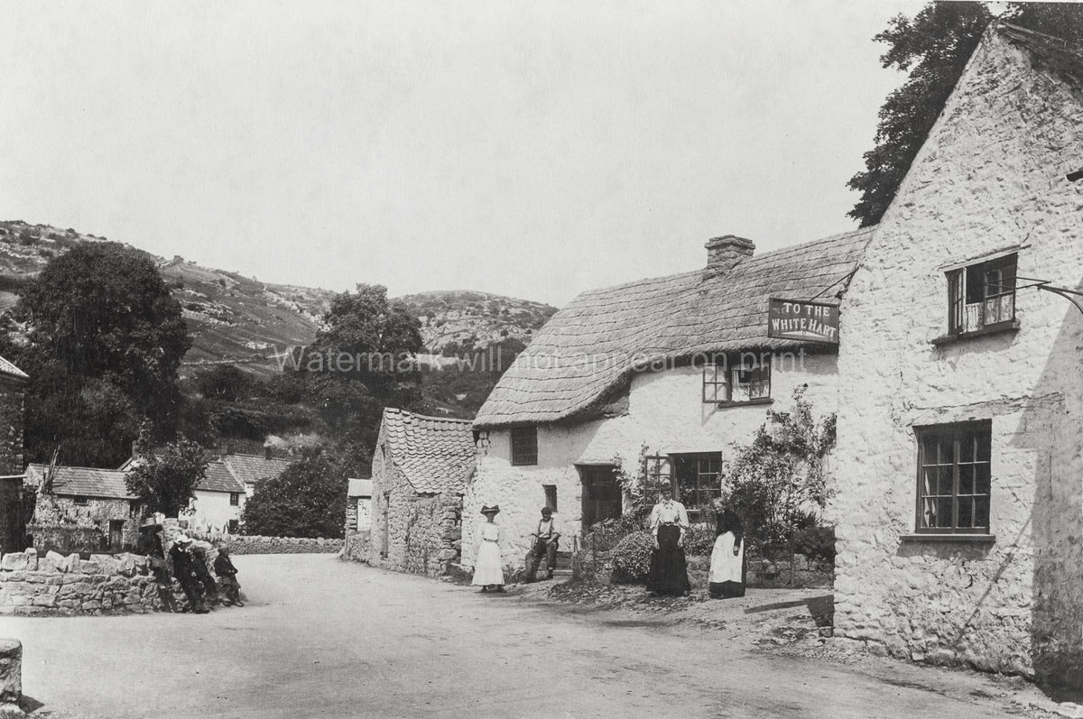 Cheddar Somerset White Hart Inn People Rural Village Vtg. Photo 19thC.