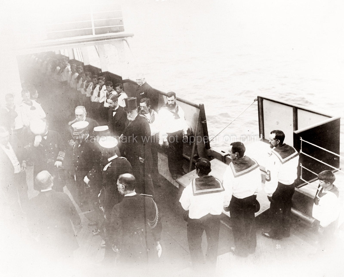 White Star Line RMS Teutonic Launch Royal Visitors Ship Deck Vtg. Photo 19thC.