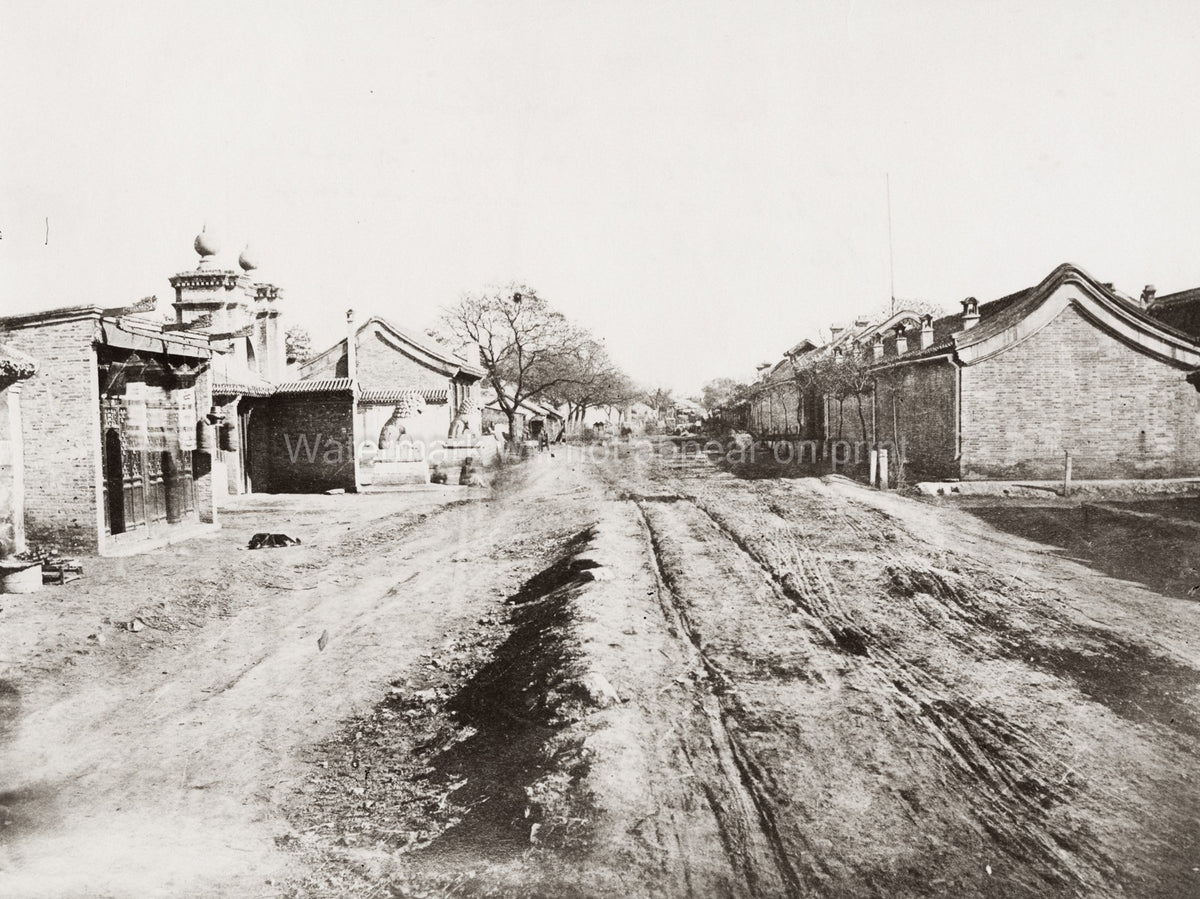 Peking Beijing China Street Scene Cart Ruts Traditional Vtg. Photo 19thC.