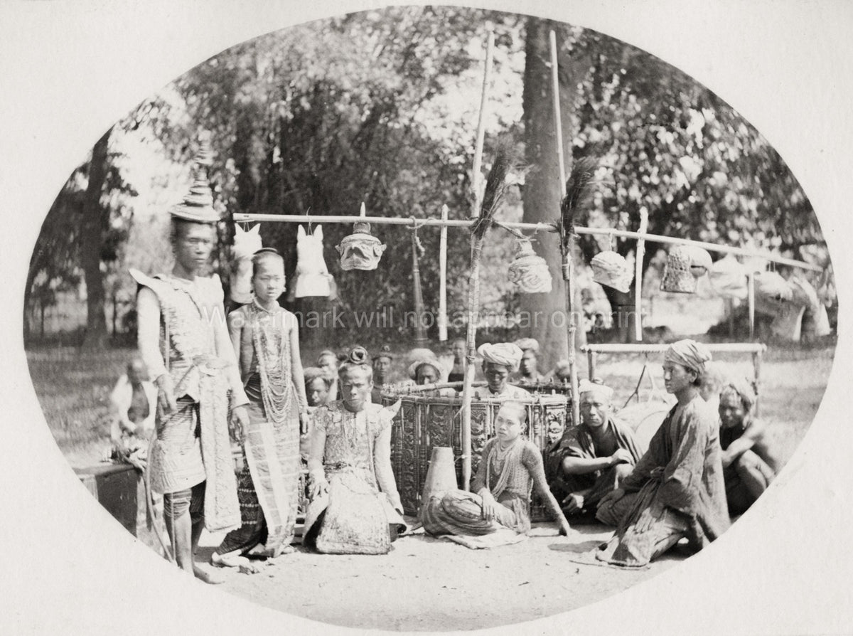 Burmese Performers Actors Musicians Theater Costumes British Vtg. Photo 19thC.