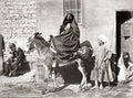 Egypt Veiled Woman Donkey Street Scene Turban Child Vtg. Photo 19thC.