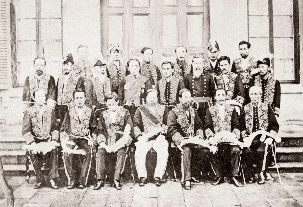 Japanese Army Officers Officials Group Portrait Military Vtg. Photo 19thC.