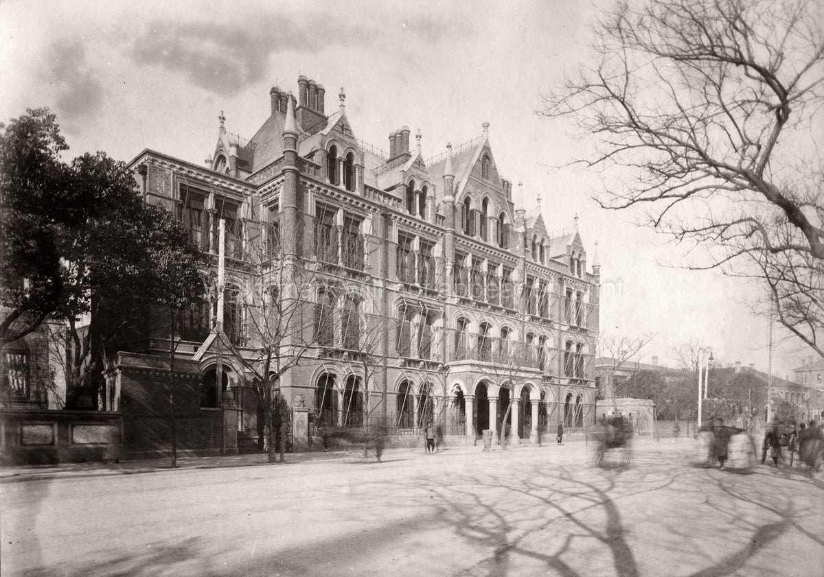 Shanghai China Bund Street Scene Gothic Revival Architecture Vtg. Photo 19thC.