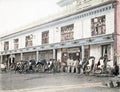 Yokohama Japan Nectarine Brothel 9 Rickshaws Courtesans Vtg. Photo 19thC.