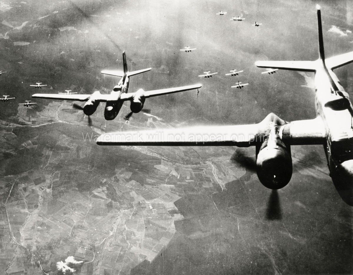 Douglas A-26 Invader Bombers Bonn Germany WWII Aerial Vtg. Photo 20thC.