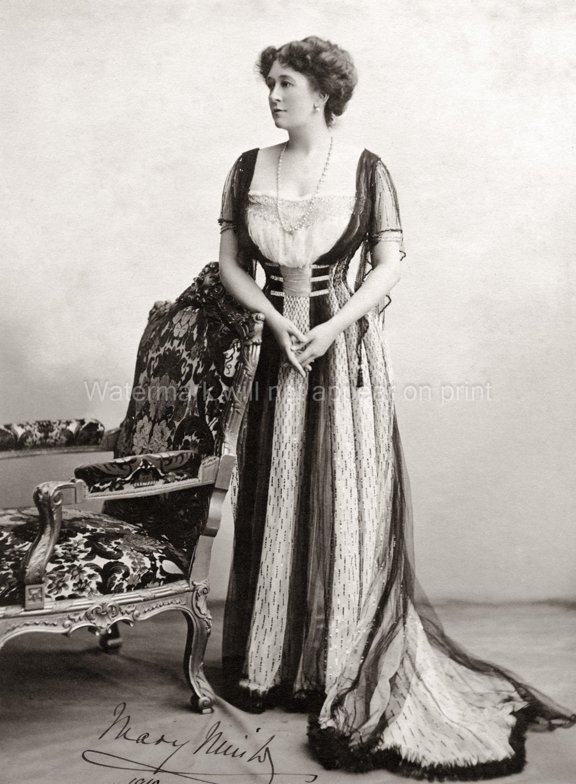 India Lady Minto Wife Viceroy Countess Portrait Gown Vtg. Photo 20thC.