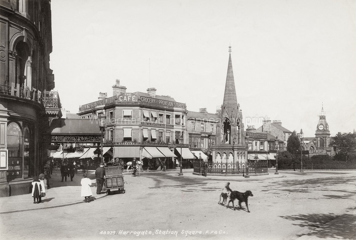Harrogate Station Square North Yorkshire Jubilee Memorial Vtg. Photo 19thC.