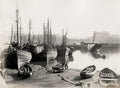 Scarborough Harbour Fishing Boats Masts Rigging Docks Seaside Vtg. Photo 19thC.