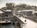 Yokohama 100 Steps Bridge Canal Street Scene Meiji Japan Vtg. Photo 19thC.
